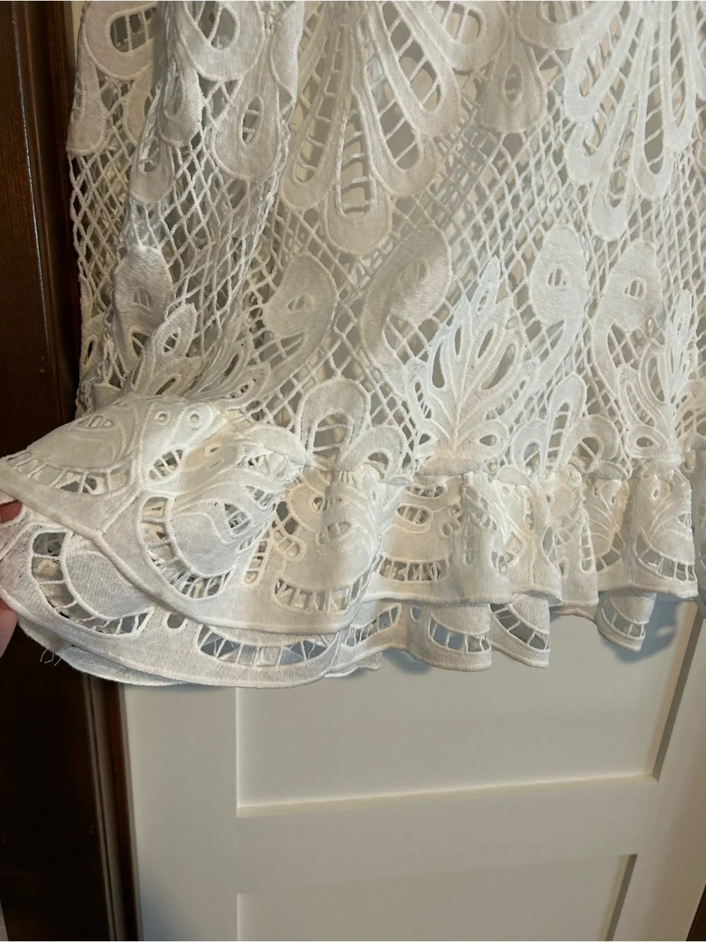 Showpo Kiss Me Now Dress White Lace Eyelet puff sleeve Dress Size 12 New - Picture 5 of 15
